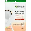 Image de Garnier, Masque pour le visage, Skin Naturals Milky Tissue Mask - Masque textile pour le visage au lait de coco pour peaux sèches (28 g)
