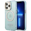 Image de Guess GUHMP13LHTCMB iPhone 13 Pro / 13 6,1" niebieski/bleu étui rigide Gold Outline Translucent MagSaf (Apple iPhone 13 Pro), Coque pour téléphone portable, Bleu