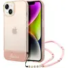 Image de Guess PC/TPU Camera Outline Translucent Case with Strap pour Apple iPhone 14 Plus - rose (Apple iPhone 14 Plus), Coque pour téléphone portable, Rose