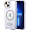 Image de Guess GUHMP14SHTCMU iPhone 14 6,1" pourpre/pourpre étui rigide Gold Outline Translucent MagSafe (Apple iPhone 13, Apple iPhone 14, Apple iPhone 15), Coque pour téléphone portable, Violet, Transparent