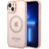 Image de Guess Étui compatible Translucent MagSafe pour Apple iPhone 14 - rose (Apple iPhone 14), Coque pour téléphone portable, Pink