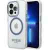 Image de Guess GUHMP14LHTRMB iPhone 14 Pro 6,1" niebieski/bleu étui rigide Metal Outline Magsafe (Apple iPhone 14 Pro), Coque pour téléphone portable, Bleu