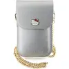 Image de Hello Kitty Torebka HKOWBPGHDLMS srebrny/silver Leather Metal Logo Chain (Apple iPhone 16), Coque pour téléphone portable, Argent