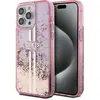 Image de Guess GUHCP15LLFCSEGP iPhone 15 Pro 6.1" ró owy/pink hardcase Liquid Glitter Gold Stripes (Apple iPhone 15 Pro), Coque pour téléphone portable, Rose