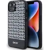 Image de DKNY PU Leather Repeat Pattern Bottom Stripe MagSafe Case pour iPhone 14 Noir (Apple iPhone 14), Coque pour téléphone portable, Blanc, Noir
