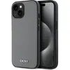 Image de DKNY PU Leather Silver Metal Logo Magsafe Case pour iPhone 14 Grey (Apple iPhone 14), Coque pour téléphone portable, Gris
