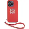 Image de DKNY PU Leather Stack Logo Wrist Strap Case for iPhone 15 Pro Max Red (Apple iPhone 15 Pro Max), Coque pour téléphone portable, Rouge