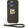 Image de DKNY PU Leather Stack Logo Wrist Strap Case for iPhone 14 Pro Brown (Apple iPhone 14 Pro), Coque pour téléphone portable, Marron