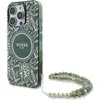 Image de Guess Etui IML Fleurs Allover Electro Avec Sangle Perle MagSafe na iPhone 16 Pro Max - zielone (Apple iPhone 16 Pro Max), Coque pour téléphone portable, Vert