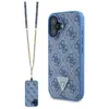 Image de Guess GUHCP16SP4TDSCPB iPhone 16 6.1" niebieski/bleu hardcase cuir logo métal strass crossbody (Apple iPhone 16), Coque pour téléphone portable, Bleu