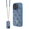 Image de Guess GUHCP16XP4TDSCPB iPhone 16 Pro Max 6.9" niebieski/bleu hardcase cuir métal logo strass Cros, Bandoulière pour smartphone, Bleu