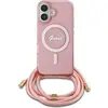 Image de Guess GUHMP16SHCTSGNSP iPhone 16 6.1" ró owy/pink hardcase Cord Cord Script MagSafe, Bandoulière pour smartphone, Pink, Rose
