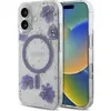 Image de Guess Case Resin Flowers Glitter MagSafe for iPhone 16 purple (Apple iPhone 16), Coque pour téléphone portable, Violet