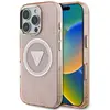 Image de Guess Case IML Metal Glitter 4G Circle Triangle MagSafe for iPhone 16 Pro pink (Apple iPhone 16 Pro), Coque pour téléphone portable, Pink, Rose