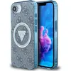 Image de Guess Case IML Metal Glitter 4G Circle Triangle MagSafe for iPhone 16e blue (Apple iPhone 16e, Apple iPhone 17e), Coque pour téléphone portable, Bleu