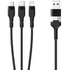 Image de Câble 3 en 2 Mobility Lab Lightning Micro-USB USB Type C 1 m tressé Noir