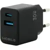 Image de Mobilis Chargeur mural 30W 1 USB A 1 USB C GaN (30 W), Chargeur USB, Noir