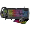 Image de Trade Invaders - 4 in 1 Pack QWERTZ KeyboardMouseMousepadHeadset (RGB) (DE, Filaire), Clavier, Multicolore