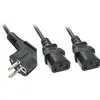 Image de Lindy Prise Euro vers 2 x IEC (1 m), Câble d'alimentation, Noir