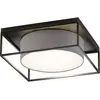 Image de Fischer & Honsel, Applique + plafonnier, Honsel Plafonnier Carre - noir sable/abat-jour lin gris (21330) (E14)