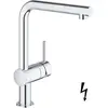 Image de Grohe, Robinetterie de cuisine, Robinet basse pression avec douchette Minta chromé brillant 31397000