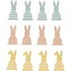 Image de Rayher Lot de 12 lapins en bois avec colle multicolores (12 pcs)