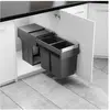 Image de Hailo Einbau-Abfallsammler PROFI-TANDEM4.0 dunkelgrau, 2x13l, Vollauszug, Poubelle, Gris