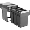 Image de Hailo Abfallsammler 3666921 Terzett 3x8 Liter Abfalltrennsystem Einbau-Mülleimer für Unterschränke a, Poubelle, Gris