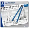 Image de Staedtler, Crayon à papier + critérium, Etui en métal pour stylet mars Lumograph 100 avec 24 pièces, trié (2 mm, M, 24x)