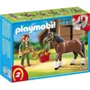 Image de Playmobil Shire Horse avec box rouge et gris pour chevaux (5108)