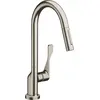 Image de hansgrohe, Robinetterie de cuisine, Mitigeur monocommande pour évier AXOR CITTERIO DN 15 avec douchette extractible Stain steel optic