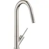 Image de hansgrohe, Robinetterie de cuisine, Mitigeur monocommande pour évier AXOR STARCK DN 15 avec douchette extractible Stain steel optic