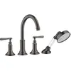 Image de hansgrohe, Robinetterie de salle de bains, Mélangeur bain/douche 4 trous AXOR MONTREUX DN 15 avec levier noir brossé chrome