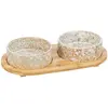 Image de Trixie Set Voerbak / Waterbak Keramiek / Bamboe Wit / Natuur - 2X300 Ml 30X6X15 Cm (30 cl), Gamelle