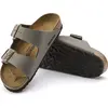 Image de Birkenstock, Unisexe, Sandales, Arizona Birko-Flor Nubuk Étroit, Marron, (36)