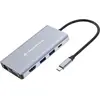 Image de Conceptronic Station d'accueil USB-C->HDMI,USB3.0,100WPD 10-en-1 0.2m sw (USB-C, 10 ports), Station d’accueil + hub USB, Gris