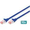 Image de Digitus CAT 6 S-FTP Câble patch Cu LSZH AWG 27/7 long 2 m 10 pcs couleur bleu (S/FTP, CAT6, 2 m), Câble réseau