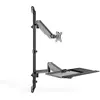 Image de Digitus Poste de travail mural flexible sur pied/assis, moniteur unique (Mur, 32", 8 kg), Support de moniteur, Noir
