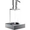 Image de Emco, Distributeur de savon + porte-savon, Distributeur de savon liquide LIAISON Kr-Gl clair Pompe doseuse métal chromé
