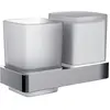 Image de Emco, Porte brosse à dents, Porte-verre/distributeur de savon LOFT Kr-Gl satiné avec gobelet cloche chromé