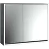 Image de Emco, Armoire de toilette, loft armoire de toilette lumineuse, 800mm, 2 portes, modèle apparent, noir/miroir, 979813308 (84.40 x 17.50 x 73.30 cm)
