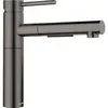 Image de Blanco, Robinetterie de cuisine, ALTA-S II Acier inoxydable satiné Acier foncé Haute pression Avec tuyau extractible