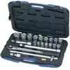 Image de HEYTEC, Clé à douille + douilles, Jeu de clés à douille (19 mm, 21 mm, 22 mm, 23 mm, 24 mm, 26 mm, 27 mm, 29 mm, 30 mm, 32 mm, 35 mm, 36 mm, 38 mm, 41 mm, 46 mm, 50 mm)