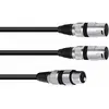 Image de Omnitronic Câble adaptateur XLR(F)/2xXLR(M) 3m sw (3 m, Câbles XLR), Câble audio