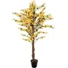 Image de Europalms, Plantes artificielles, Arbre de forsythia avec 3 troncs, plante artificielle, jaune, 150cm (150 cm)