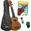 Image de Hage Soprano Ukulele Linden Set (incl. incl. 4 languages Method (DE/EN/FR/ES), Bag unpadded, 3 Picks (Soprano, Soprano), Ukulélé, Marron