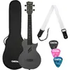 Image de Cascha Ukulele Carbon Fibre Black Set w/ Pickup System (De concert, Adultes), Ukulélé, Noir