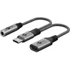 Image de Goobay USB-C vers USB-C et jack 3,5 mm AUX (Adaptateur jack, Numérique -> Analogique), Adaptateur audio, Noir, Gris