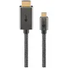 Image de Goobay USB-C-auf-HDMI-Textilkabel 4K @ 60 Hz, 3 m, schwarzsilber, Adaptateur vidéo, Noir, Argent