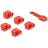 Image de Delock RJ45 Port Blocker Set pour connecteur RJ45 10 pièces, Sécurité notebook, Rouge